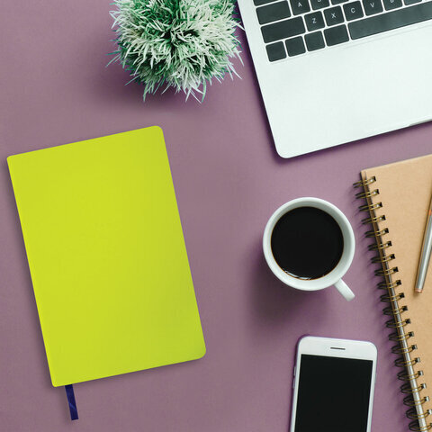 Ежедневник недатированный А5 138х213 мм BRAUBERG "Flex" под кожу, гибкий, 136 л., салатовый, 111677