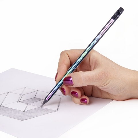 Карандаш чернографитный с принтом BRAUBERG "CATS", 1 шт., HB, с ластиком, 182020