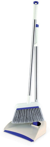 Совок для мусора LAIMA со щеткой-сметкой, механический сбрасыватель, ручка 67 см, резиновая кромка, для дома и офиса, 601473