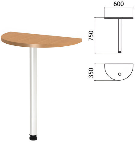 Стол приставной полукруг "Этюд", 600х350х750 мм, цвет бук бавария (КОМПЛЕКТ)
