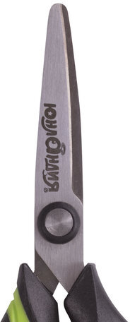 Ножницы ЮНЛАНДИЯ "BASIC", 140 мм, ребристые резиновые вставки, черно-салатовые, европодвес, 236990