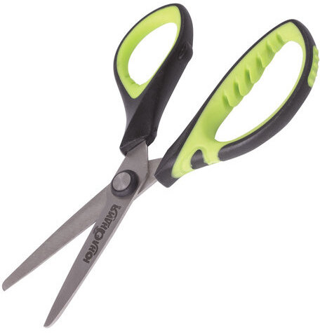 Ножницы ЮНЛАНДИЯ "BASIC", 140 мм, ребристые резиновые вставки, черно-салатовые, европодвес, 236990