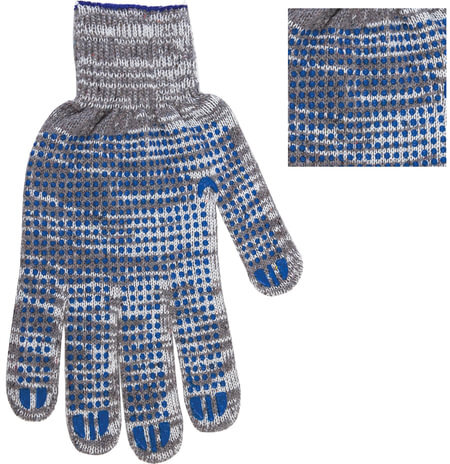 Перчатки хлопчатобумажные, КОМПЛЕКТ 5 ПАР, 10 класс, 50-52 г, 133 текс, ПВХ-точка, LAIMA ЛЮКС 2, СЕРЫЕ, 604474