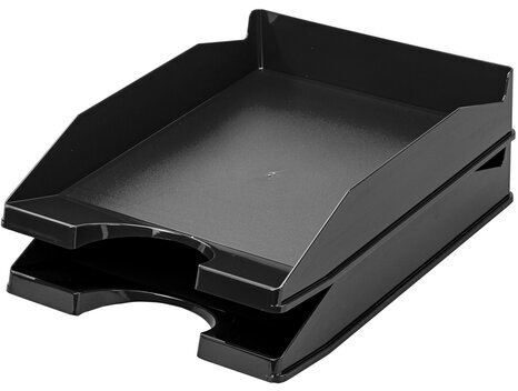 Лоток горизонтальный для бумаг КОМПЛЕКТ 2 шт., BRAUBERG "Modern", 346х254х61 мм, черный, 238024