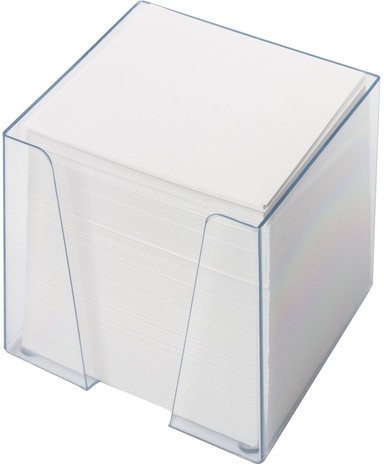 Блок для записей ОФИСМАГ в подставке прозрачной, куб 9х9х9 см, белый, белизна 95-98%, 127798