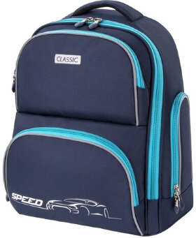 Рюкзак BRAUBERG CLASSIC, легкий каркас, премиум материал, Speed, синий, 37х32х21 см, 270088