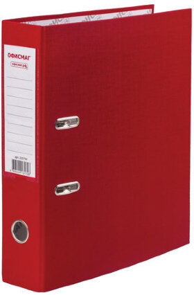 Папка-регистратор ОФИСМАГ с арочным механизмом, покрытие из ПВХ, 75 мм, красная, 225750