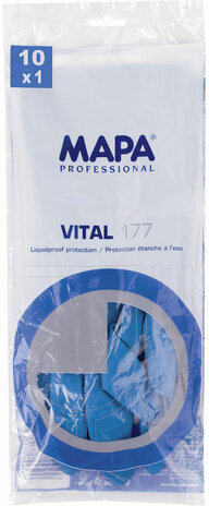 Перчатки латексные MAPA Superfood/Vital 177, внутреннее хлорированное покрытие, размер 10 (XL), синие