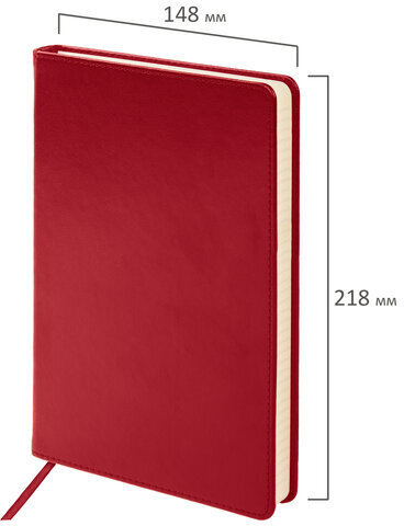 Блокнот А5 (148х218 мм), BRAUBERG "Income", 128 л., гладкий кожзаменитель, клетка, красный, 125209