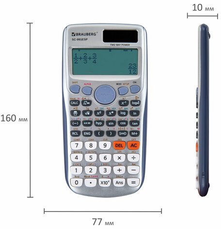 Калькулятор инженерный BRAUBERG SC-991ESP (165х84 мм), 417 функций, 10+2 разрядов, двойное питание, 271725