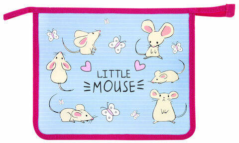 Папка для тетрадей ПИФАГОР А5, 1 отделение, пластик, на молнии, "Mice", 271086