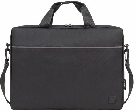 Сумка портфель BRAUBERG PRACTICAL с отд. для ноутбука 15,6", Grey line, черная, 29х40х7 см, 272604