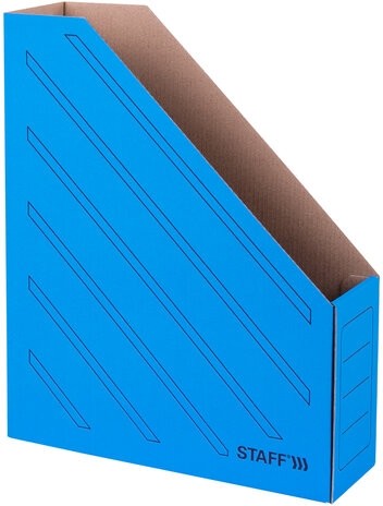 Лоток вертикальный для бумаг (260х320 мм), 75 мм, до 700 листов, микрогофрокартон, STAFF, СИНИЙ, 128882