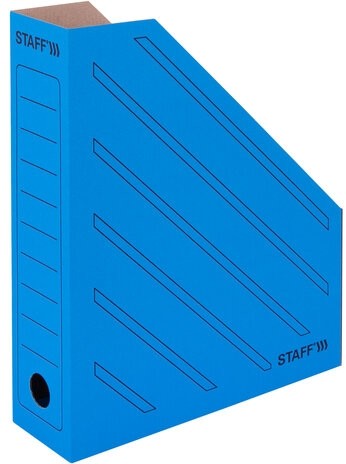 Лоток вертикальный для бумаг (260х320 мм), 75 мм, до 700 листов, микрогофрокартон, STAFF, СИНИЙ, 128882
