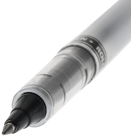 Ручка-роллер BRAUBERG "Control", ЧЕРНАЯ, корпус серебристый, узел 0,5 мм, линия письма 0,3 мм, 141553