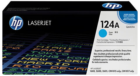Картридж лазерный HP (Q6001A) ColorLaserJet CM1015/2600 и др, №124A, голубой, оригинальный, ресурс 2000 страниц