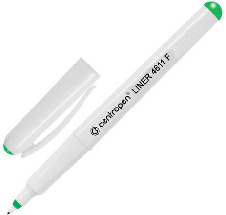 Ручка капиллярная (линер) ЗЕЛЕНАЯ CENTROPEN "Liner", трехгранная, линия письма 0,3 мм, 4611, 2 4611 0110