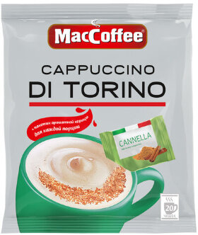 Кофе растворимый порционный MacCoffee &quot;Cappuccino di Torino&quot;, КОМПЛЕКТ 20 пакетиков по 25 г, 102156