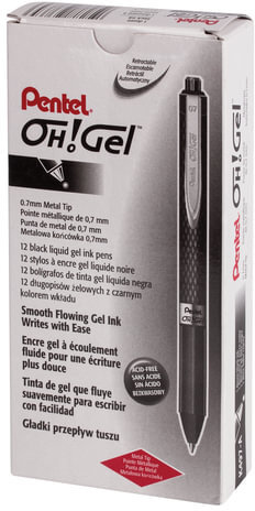 Ручка гелевая автоматическая с грипом PENTEL (Япония) "Oh! Gel", ЧЕРНАЯ, узел 0,7 мм, линия письма 0,35 мм, K497-AN