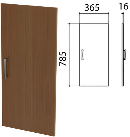Дверь ЛДСП низкая "Монолит", 365х16х785 мм, цвет орех гварнери, ДМ41.3