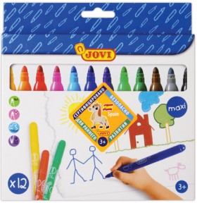 Фломастеры утолщенные JOVI (Испания) &quot;Maxi&quot;, 12 цветов, трехгранные, для малышей, вентилируемый колпачок, 1712