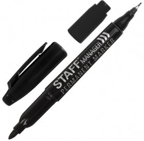 Маркер перманентный двусторонний STAFF &quot;Manager&quot; PM-625, ЧЕРНЫЙ, наконечники 0,8 мм / 2,2 мм, 151625