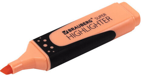 Текстовыделитель BRAUBERG "SUPER PASTEL", ПЕРСИКОВЫЙ, прорезиненный корпус, линия 1-5 мм, 151750