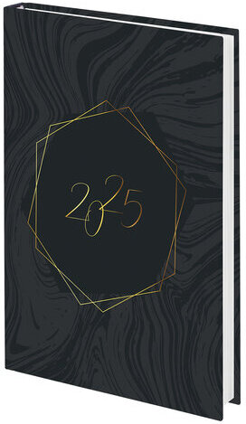 Ежедневник датированный 2025 145х215 мм, А5, STAFF, ламинированная обложка, "Темный стиль", 116017