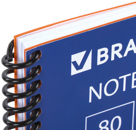 Тетрадь А5, 80 листов, BRAUBERG "Metropolis", спираль пластиковая, клетка, обложка пластик, ОРАНЖЕВЫЙ, 403400