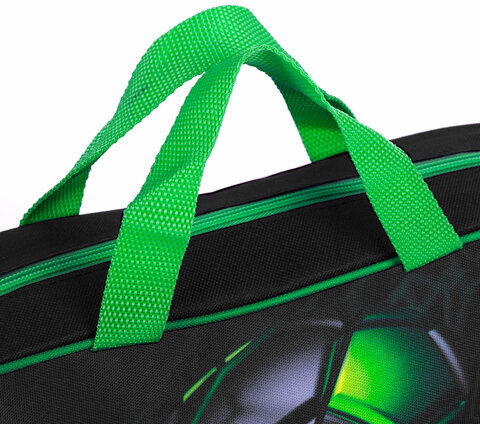 Папка на молнии с ручками BRAUBERG KIDS А4, 1 отделение, полиэстер, 80 мм, "Green ball", 272123