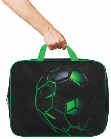 Папка на молнии с ручками BRAUBERG KIDS А4, 1 отделение, полиэстер, 80 мм, "Green ball", 272123