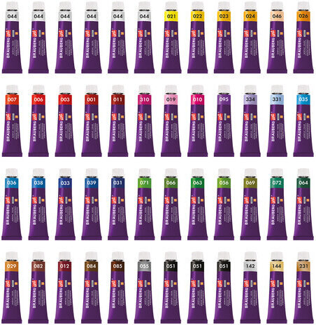 Краски акриловые художественные, НАБОР 48 штук, 41 цвет по 12 мл, в тубах, BRAUBERG ART DEBUT, 192295