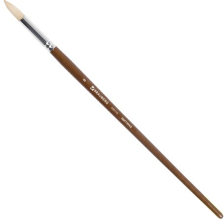 Кисть художественная профессиональная BRAUBERG ART CLASSIC, щетина, круглая, № 8, длинная ручка, 200710