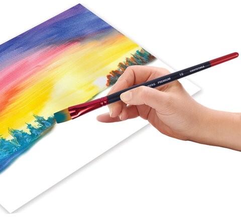 Кисть синтетика, плоская № 10, BRAUBERG PREMIUM, 201019