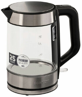 Чайник SCARLETT SC-EK27G101, 1,8 л, 2200 Вт, закрытый нагревательный элемент, стекло, черный