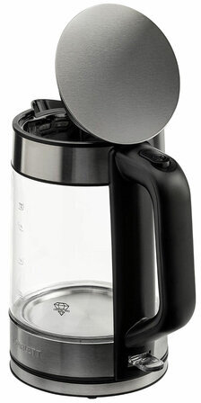 Чайник SCARLETT SC-EK27G101, 1,8 л, 2200 Вт, закрытый нагревательный элемент, стекло, черный