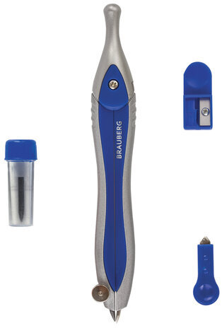 Готовальня BRAUBERG "Extra", 4 предмета (циркуль 120 мм, точилка, отвёртка, грифель), 210686