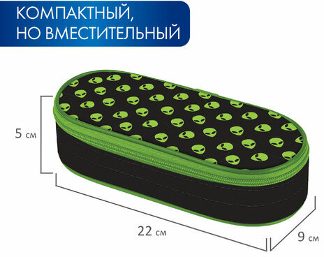 Пенал-футляр BRAUBERG, 1 отделение, органайзер, полиэстер, 22x9x5 см, "Alienation", 271586