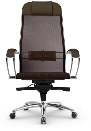 Кресло офисное МЕТТА "SAMURAI" S-1.04, сверхпрочная ткань-сетка, темно-коричневое