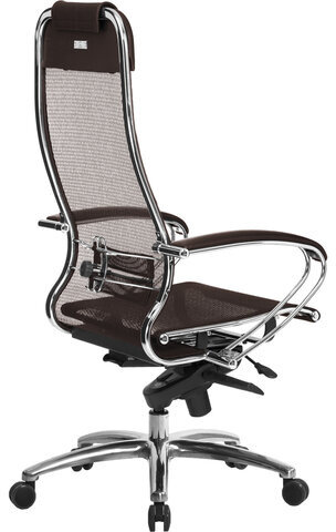 Кресло офисное МЕТТА "SAMURAI" S-1.04, сверхпрочная ткань-сетка, темно-коричневое