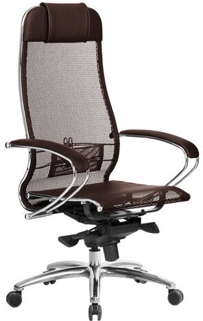 Кресло офисное МЕТТА "SAMURAI" S-1.04, сверхпрочная ткань-сетка, темно-коричневое