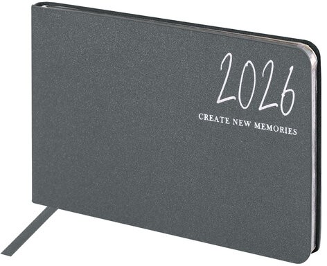Еженедельник датированный 2026 МАЛЫЙ ФОРМАТ 105х160 мм, А6, BRAUBERG "Blaze", фольга, серый, 117218