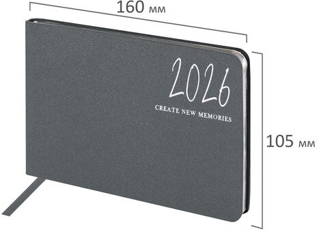 Еженедельник датированный 2026 МАЛЫЙ ФОРМАТ 105х160 мм, А6, BRAUBERG "Blaze", фольга, серый, 117218