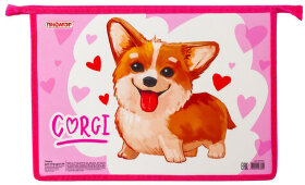 Папка для тетрадей ПИФАГОР А4, 1 отделение, картон, молния сверху, "KORGI", 229102