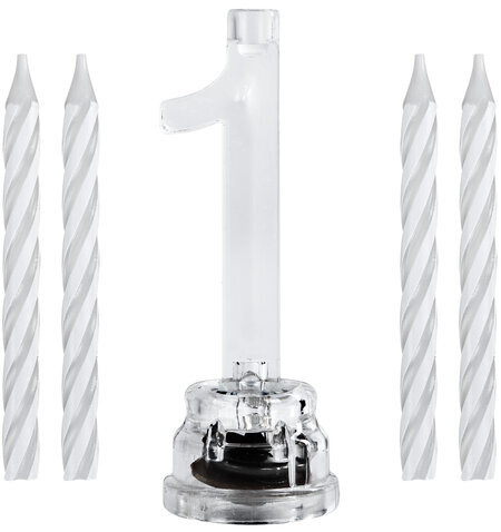 Цифра-подсвечник "1" светодиодная, ЗОЛОТАЯ СКАЗКА, в наборе 4 свечи 6 см, 1 батарейка, 591424