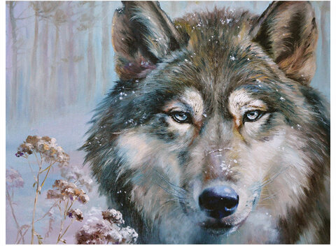 Картина стразами (алмазная мозаика) 30х40 см, ОСТРОВ СОКРОВИЩ "Волк", без подрамника, 662565