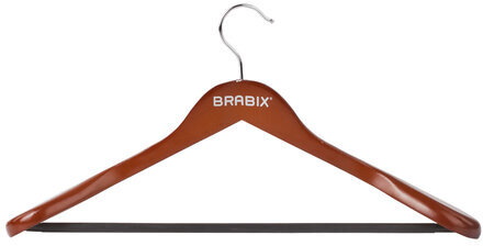 Вешалка-плечики, размер 48-50, деревянная, анатомическая, перекладина, цвет вишня, BRABIX "Люкс", 601164