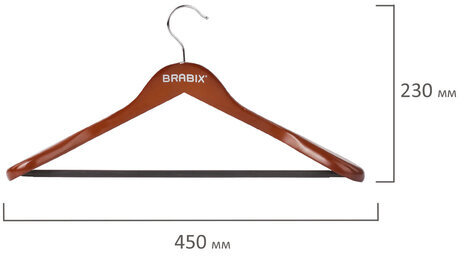 Вешалка-плечики, размер 48-50, деревянная, анатомическая, перекладина, цвет вишня, BRABIX "Люкс", 601164