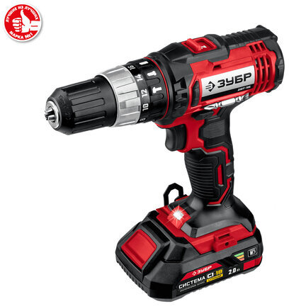 Дрель-шуруповерт ударная АККУМУЛЯТОРНАЯ, с двумя аккумуляторами 2 Ач, 18 В, ЗУБР ДШУ-185-22