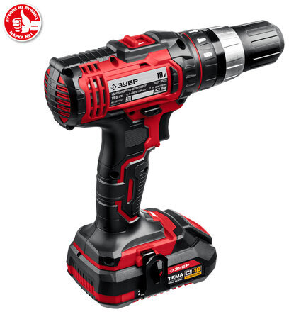 Дрель-шуруповерт ударная АККУМУЛЯТОРНАЯ, с двумя аккумуляторами 2 Ач, 18 В, ЗУБР ДШУ-185-22